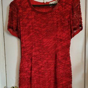 Oleg Cassini BLACK TIE red sequin mini-cocktail dress